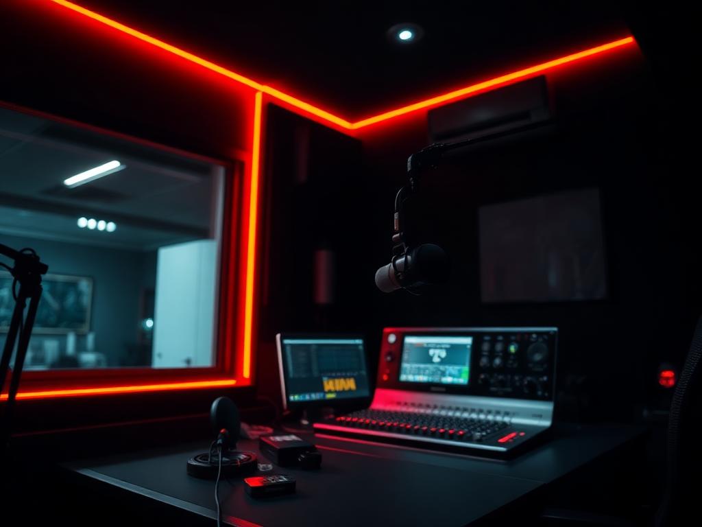 CRIPT broadcast studio with microphone and mixing desk